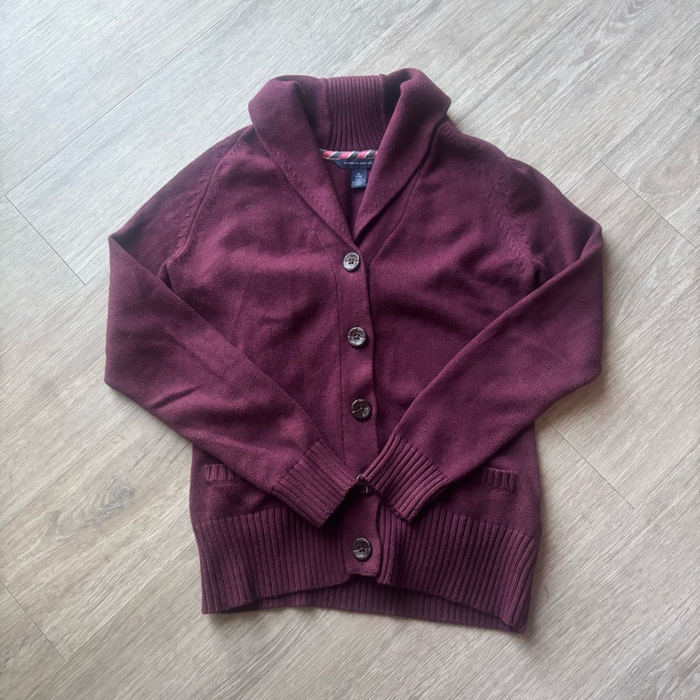 Tommy Hilfiger | Women's Shawl Collar Cardigan | Size XS/PXS | Burgundy